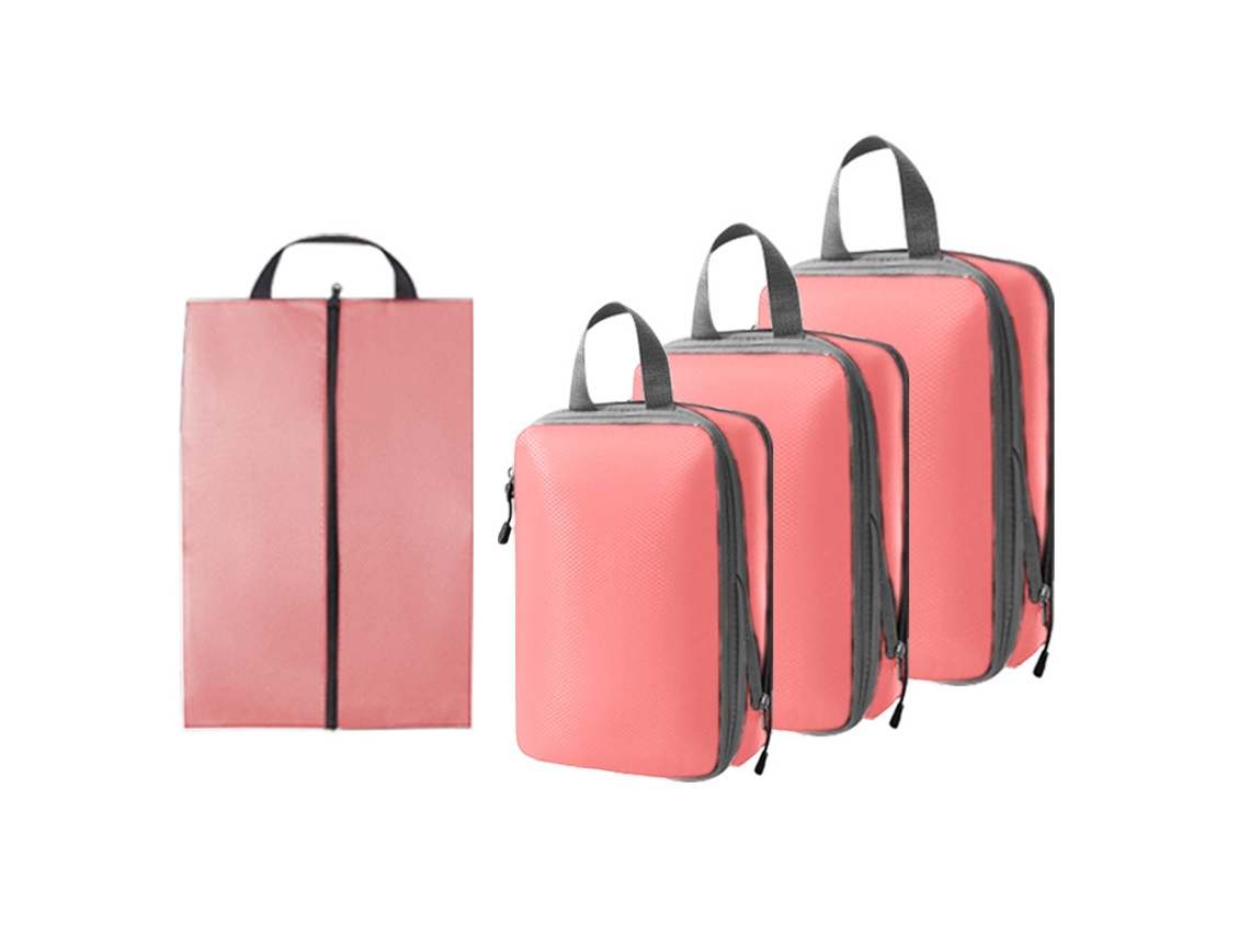 Juego De 4 Piezas, Organizadores De Equipaje De Viaje Expandibles Para Ropa, Ropa Interior Y Zapatos CHRUI Pink
