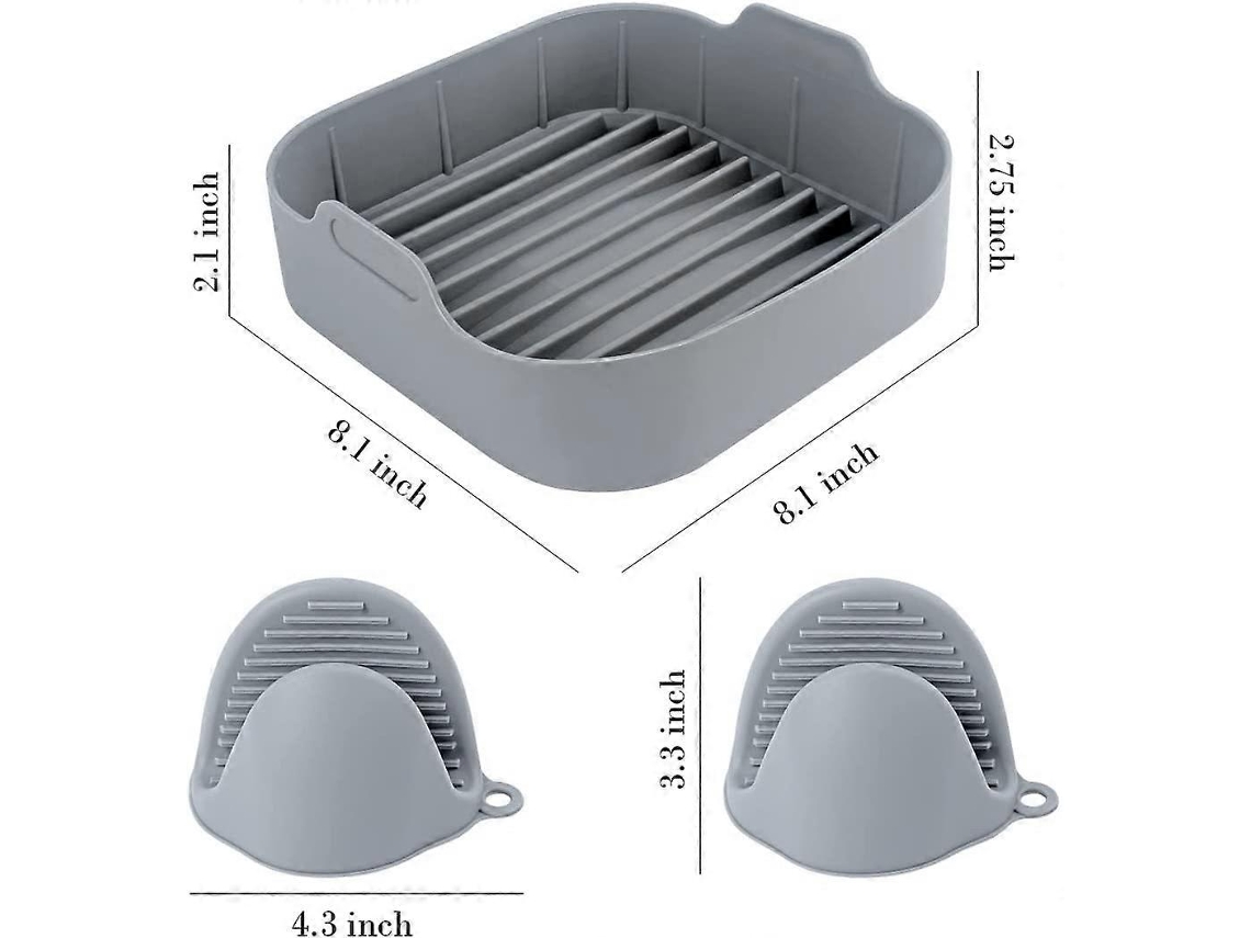 Cesta de freidora de aire antiadherente reutilizable con revestimiento de silicona para freidora de aire con 2 asas de silicona Siurn