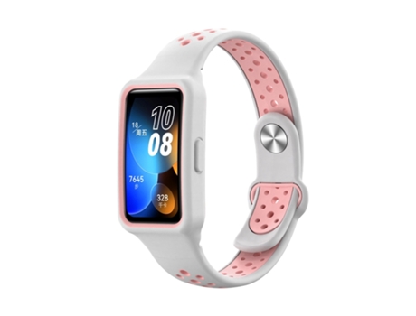 Correa de reloj inteligente de silicona bicolor integrada para Huawei Band 8 (rosa blanco)