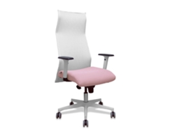 Sillón Albacete Con Mecanismo Sincro Tapizada Con Tela Color Rosa Y Malla Color Blanco