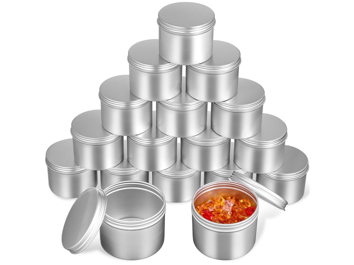 20 Latas Circulares Vacías De Aluminio Con Tapa En Espiral, Utilizadas Para Almacenar Velas, Cosméticos, Dulces Y Legumbres.