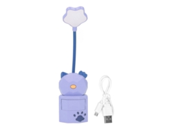 Lámpara de mesa LED USB, luz cálida, diseño de dibujos animados, protección para los ojos, con caja de almacenamiento