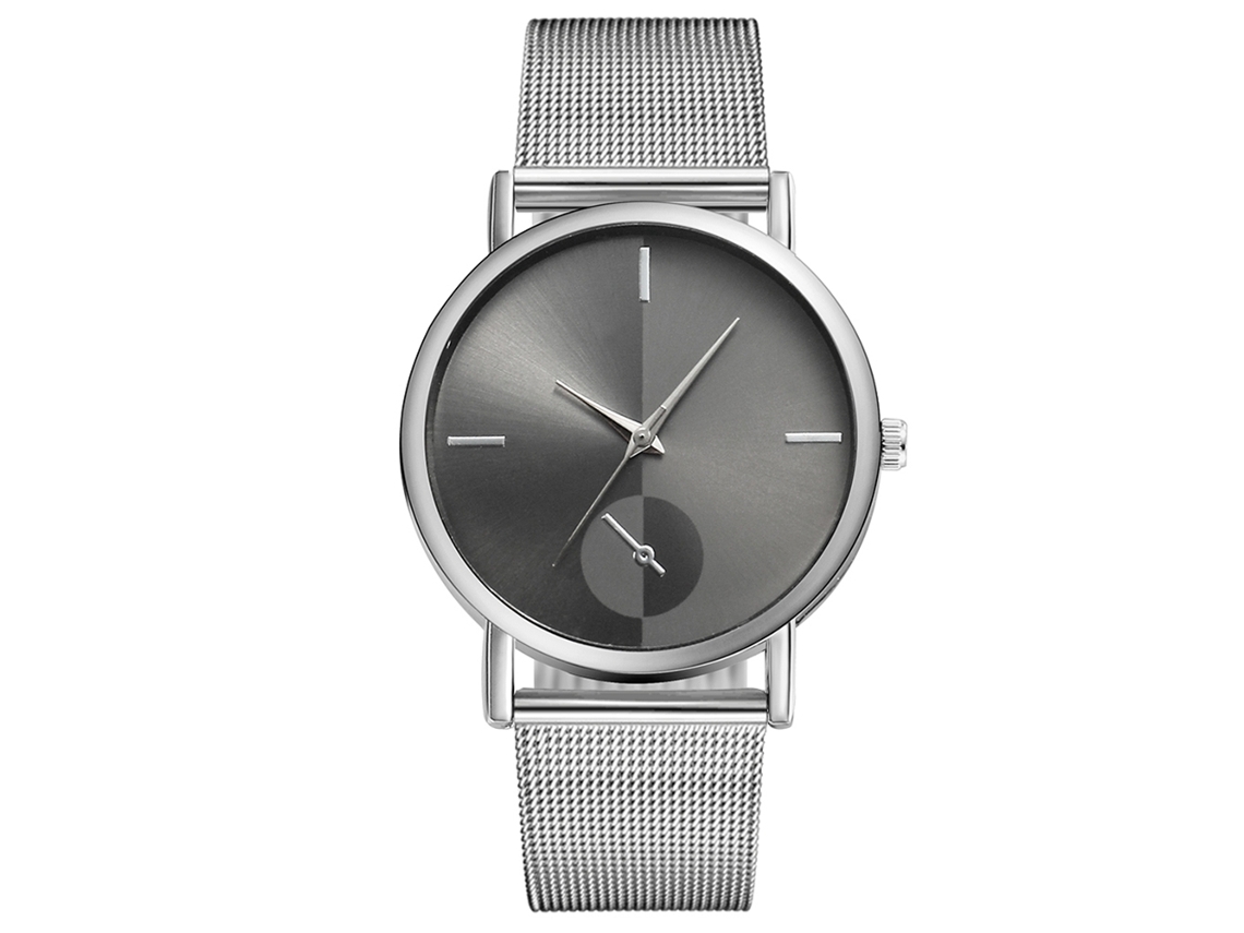 Reloj De Pulsera Vansvar Quartz Mujer Hombre Dial Redondo Plata Negro Moda