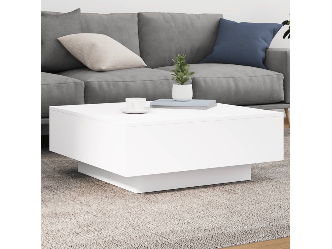 Mesa de centro de madera contrachapada blanca de 80 x 80 x 31 cm, DKD HOME DECOR