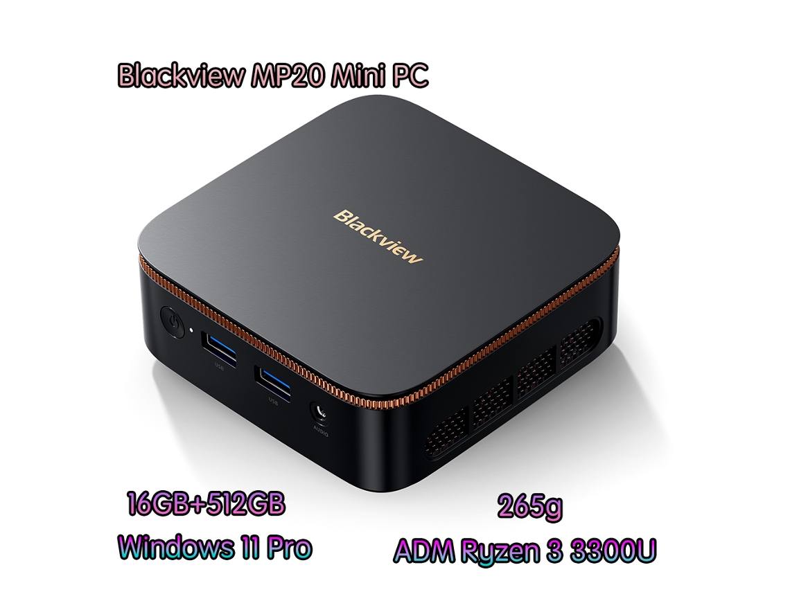 Mini Pc Blackview Mp20 (adm Ryzen 3 3300u - 16 Gb De Ram - 512 Gb De Rom - Windows 11 Pro -negro)