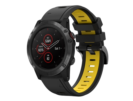 Correa Smartwatch para Garmin Fenix 5 Plus 22mm Silicona Deportiva Bicolor (Negro + Amarillo)
