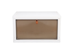 Caja de almacenamiento apilable y plegable, gran capacidad, ventana transparente con tapa, cesta de almacenamiento para armario