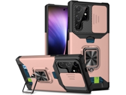 Funda para Samsung Note 20 con cierre RFID, ranura para tarjetas, protección para cámara y soporte para anillo, color oro rosa. Viewleaf