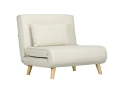 Sofá Cama Individual 3 En 1, Plegable, Con Respaldo Ajustable, 90x78x79cm, Color Crema.