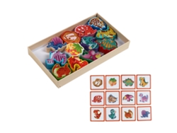 Juguete Educativo De Madera Con Cuentas Para Ensartar En Un Hilo - Diseño De Dinosaurio Y Fruta - Para Niños En Edad Preescolar
