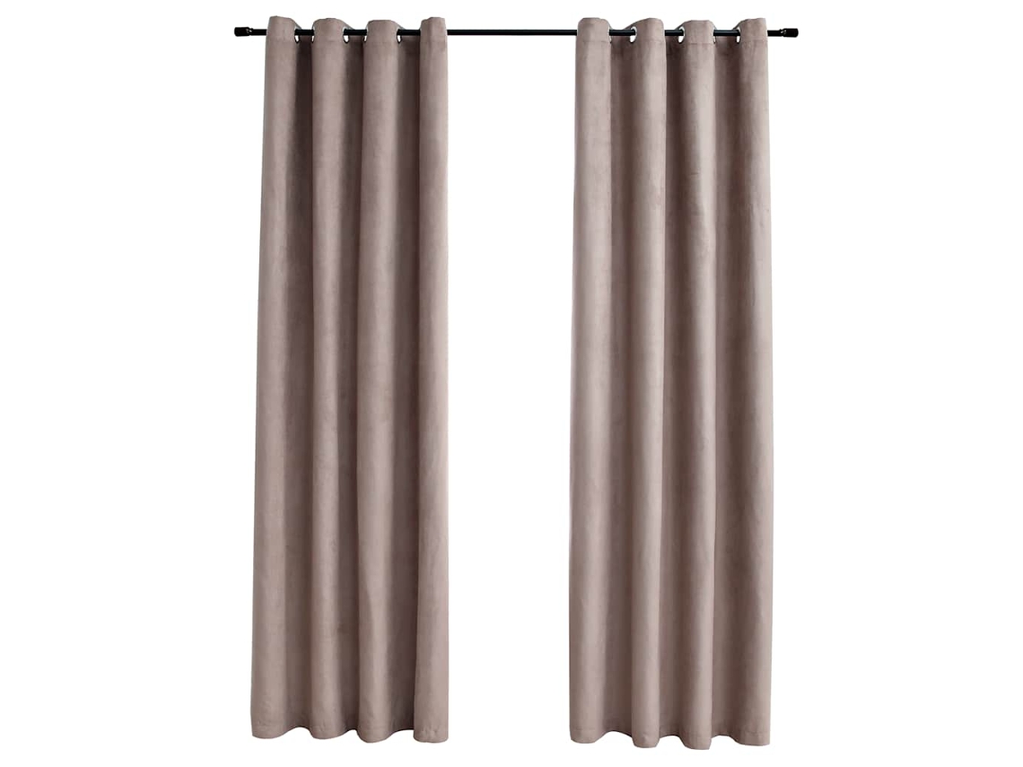 Maison Exclusive - Cortinas Opacas Con Anillas De Metal 2 Pzs Gris Topo 140x175 Cm