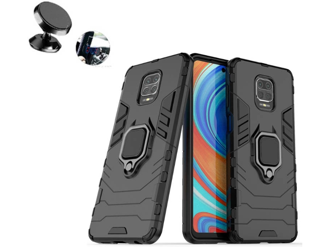 Kit Soporte Magnético y Funda Xiaomi Redmi Note 9 Pro Max Military Defender 3x1 Anti-Impacto