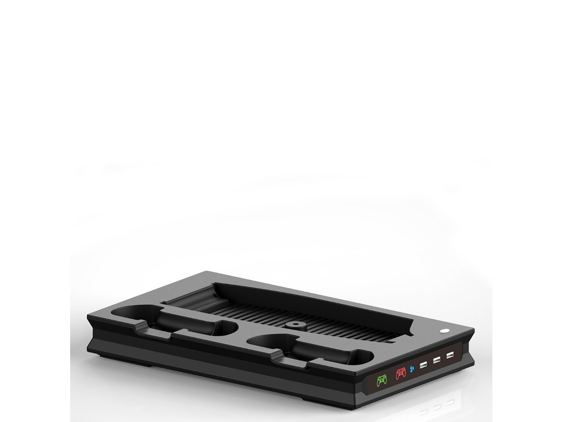 Estación Enfriamiento Negra Vertical Con Led Usb Y Cargador Dual Mando Para Ps5 Uhd Digital