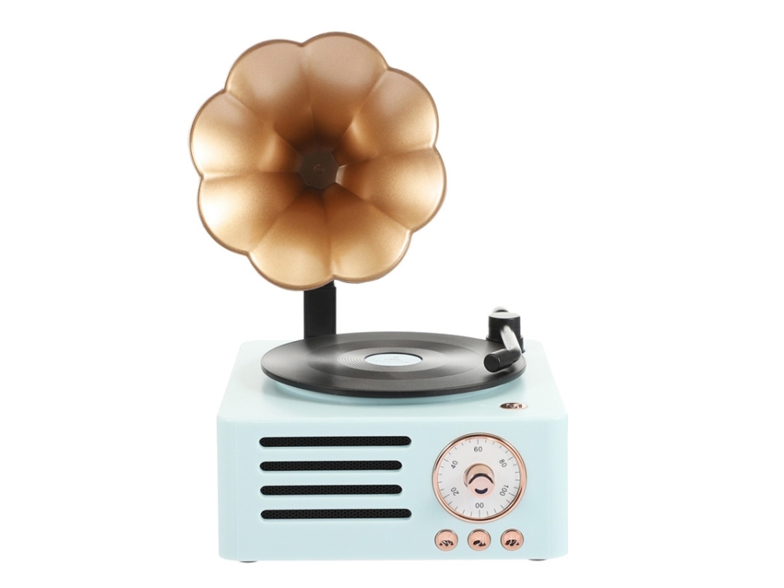 Altavoz Bluetooth Csyy Bfq 02, sonido Hi-Fi retro, azul