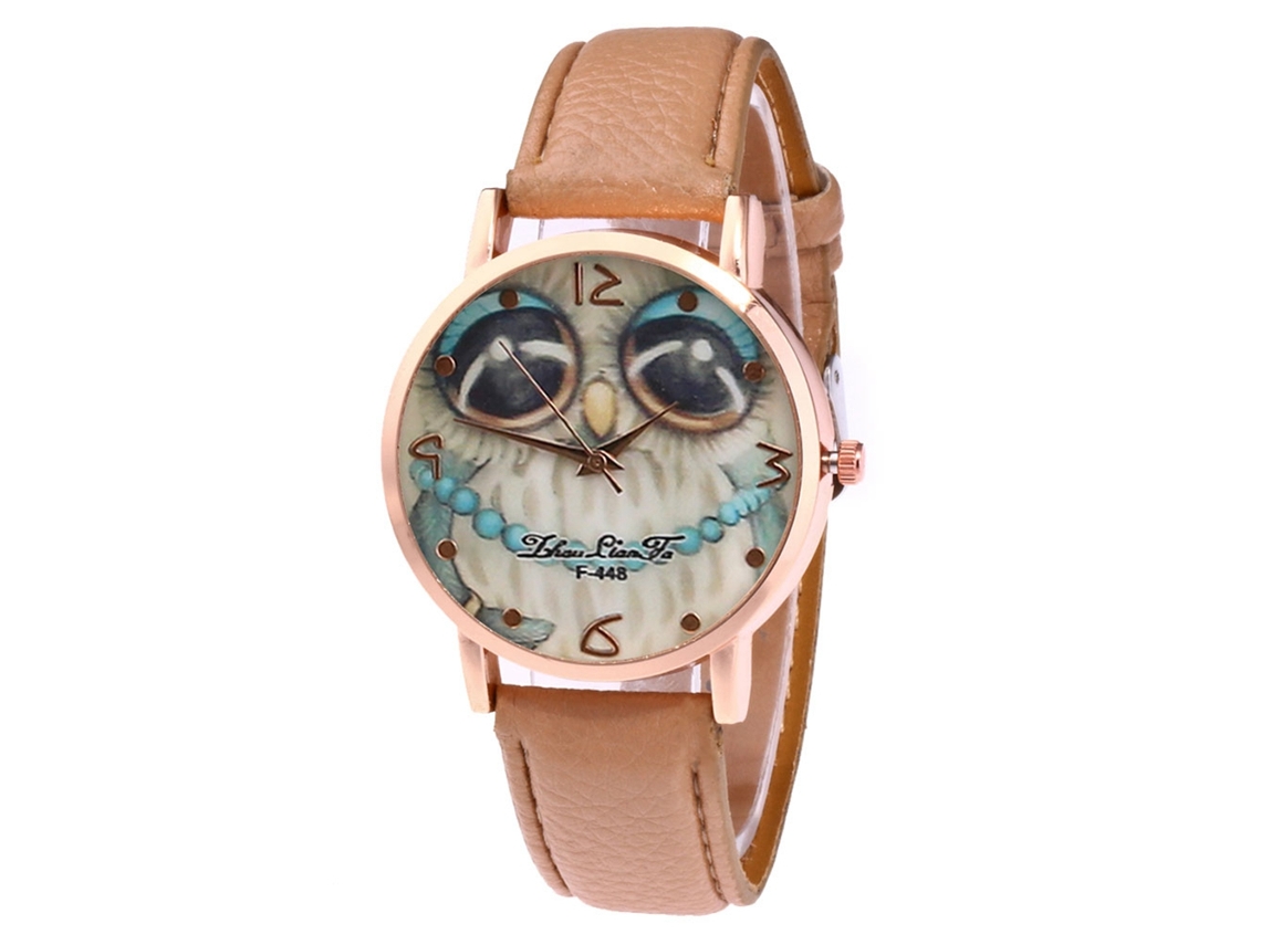Reloj De Cuarzo Unisex Con Correa De Cuero Pu Moda Casual Dial Personalidad Café Claro