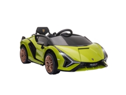 Coche eléctrico Lamborghini Sian de 12 V para niños mayores de 3 años con mando a distancia, puertas que se abren, música MP3, USB y faros, 108 x 62 x 40 cm, verde.