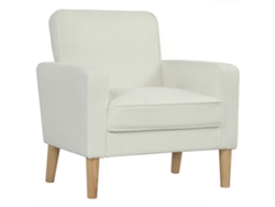 Sillón con respaldo reclinable, patas de goma, color crema.