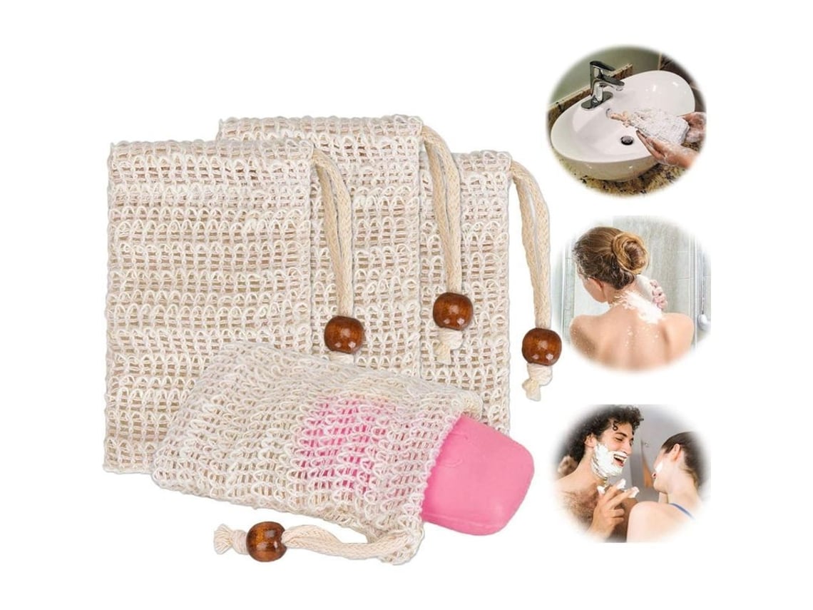 Bolsa Para Jabón, 4 Jabones De Sisal Para Exfoliación Y Masaje En El Baño.