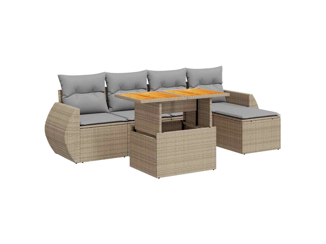Maison Exclusive - Juego De Sofás Jardín Con Cojines 6 Pzas Ratán Sintético Beige