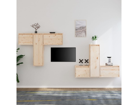 vidaXL Muebles para TV 6 piezas madera maciza de pino