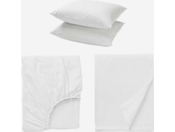 Lençol ONIRICA Jogo Cama Completo Branco (90x200x30 cm) (1 Lençol de Cima 160 x 280 cm + 1 Lençol de Baixo Ajustável 90x200 + 1 Fronha 50x70 cm - Branco)