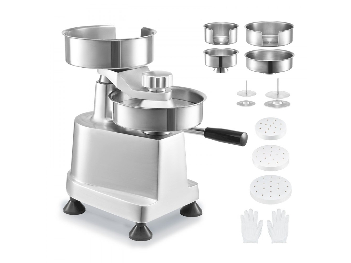 Prensa de Hamburguesas Profesional y Manual Acero Inoxidable 10 15 cm Alto Producción Tekmaquinas