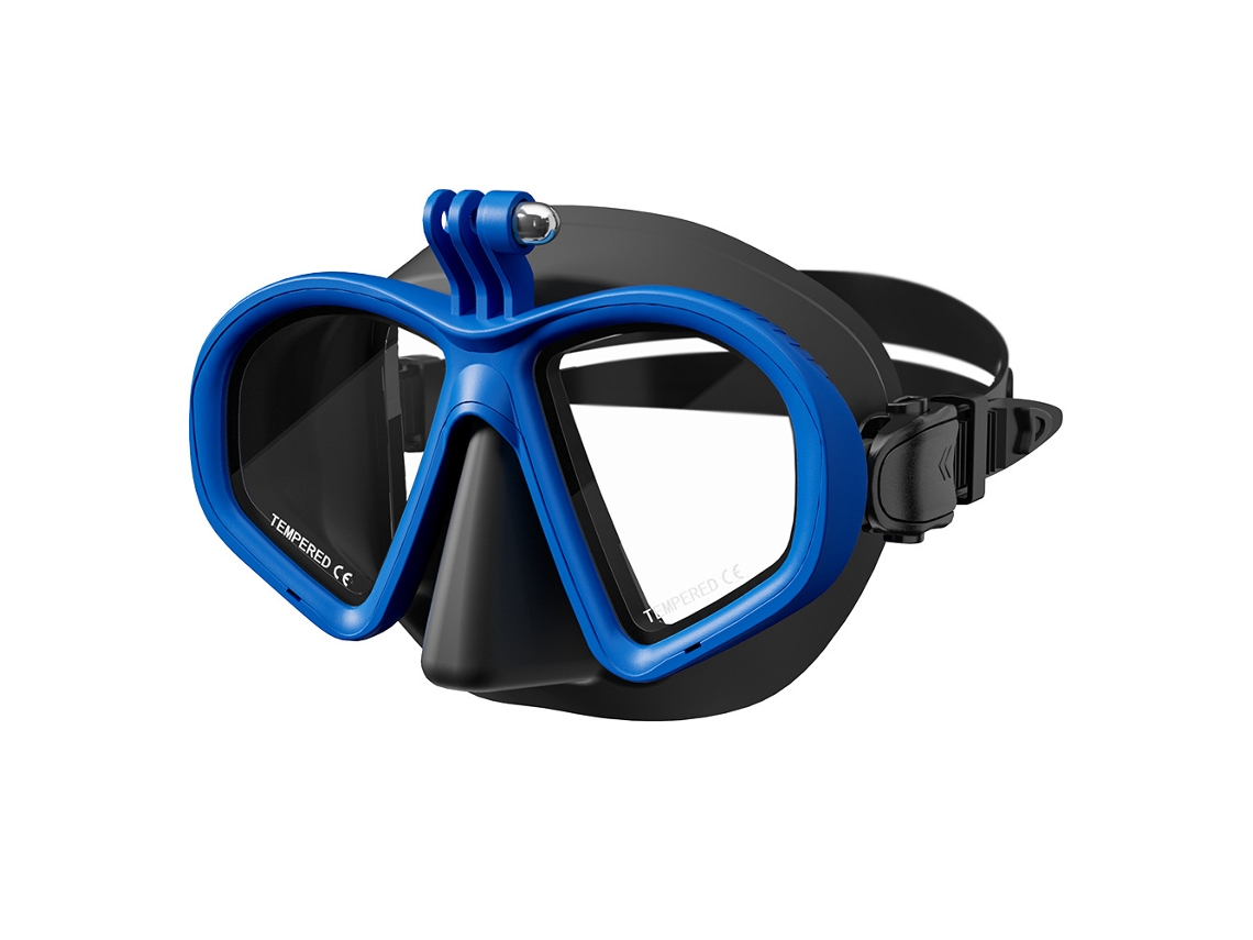 Máscara de buceo Hexinyigjly, compatible con soporte para cámara subacuática, azul.