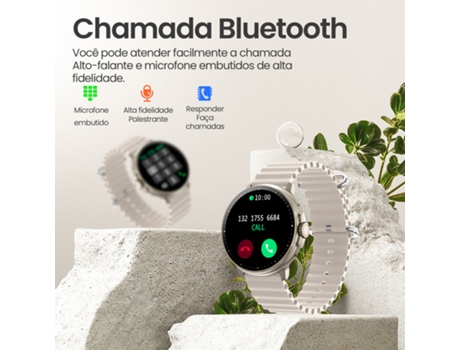 Smartwatch Hombres Mujeres 1.39 Bluetooth Llamada Multifunción Monitor Deportivo IP68 Reloj Inteligente Impermeable para Android iOS Blanco VEANXIN