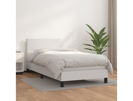 VIDAXL Cama con somier (Blanco - Cuero artificial - 193 x 90 x 88 cm)