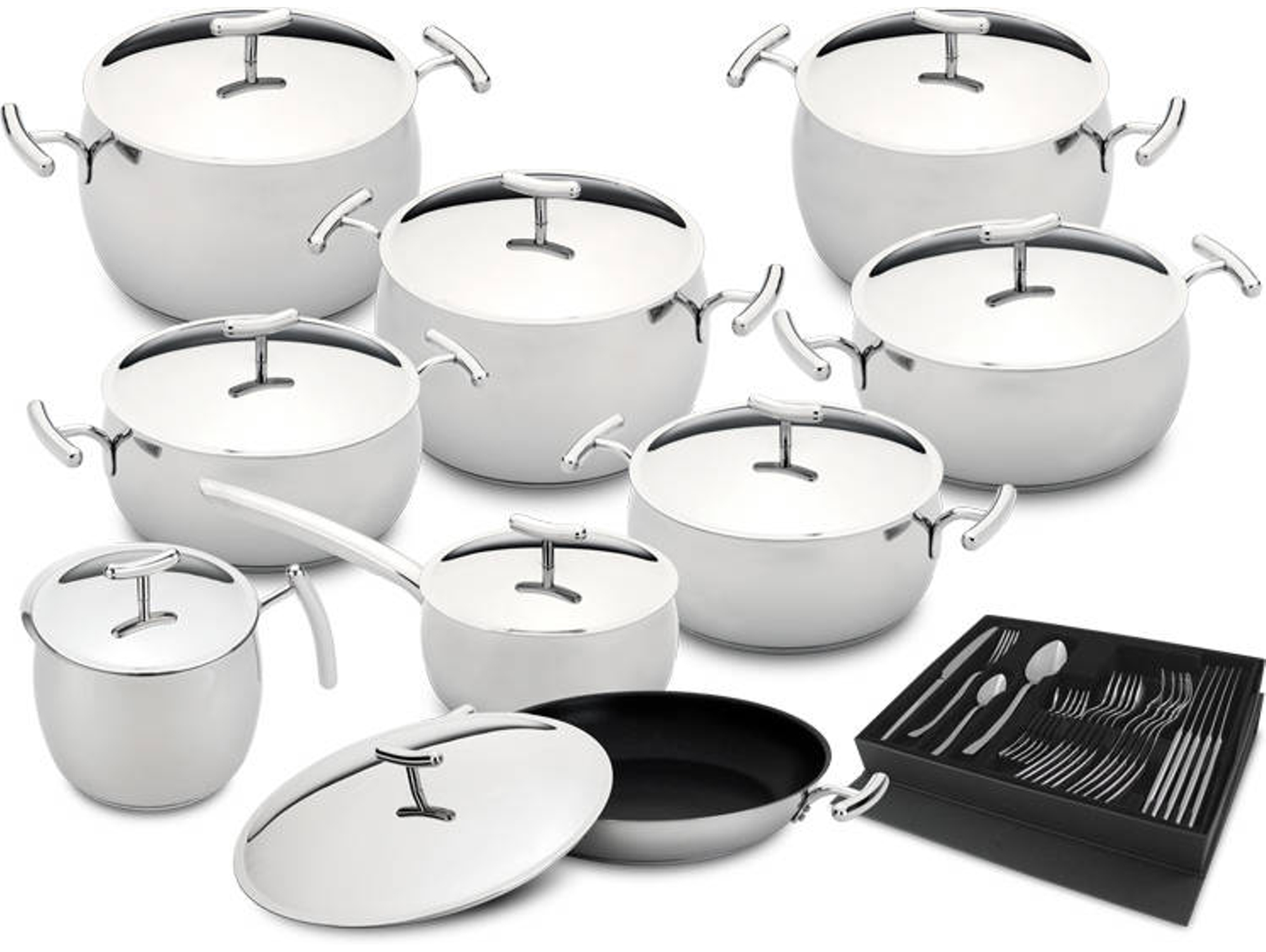 Batería de Cocina y cubiertos SILAMPOS Yumi (9 + 24 piezas)