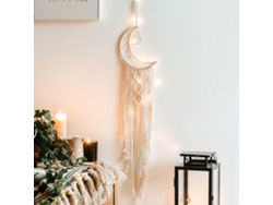 Decoración De Pared En Forma De Luna De Macramé, Tejida Con Cuerda De Algodón.