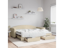 Sofá cama con cajón y cajones 90x200 cm Tela color crema Lovely Home