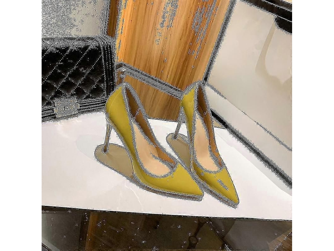 Zapatos De Tacón Alto Fino Para Mujer Con Punta Aguda 6cm/8cm/10cm Para Bodas 36 Amarillo 10cm
