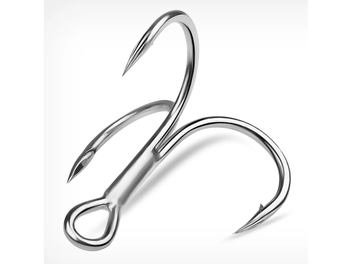 Hameçon De Pêche 20pcs High Carbon Triple Hooks - Super Sharp, Solid Barbed Steel Fishing Lug Jigging Hook ...