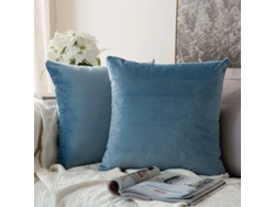 2026-2 Fundas De Almohada Cuadradas Decorativas Suaves De Terciopelo 45x45 Cm Sin Relleno Color Azul Aguamarino