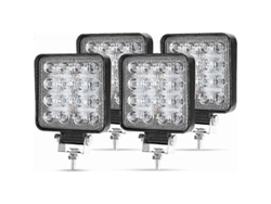 Luz De Trabajo Led 48w Para Coche Camión Tractor Suv Barco 12v-24v Ip67 Foco Cuadrado Luz De Reversa (4 Unidades)