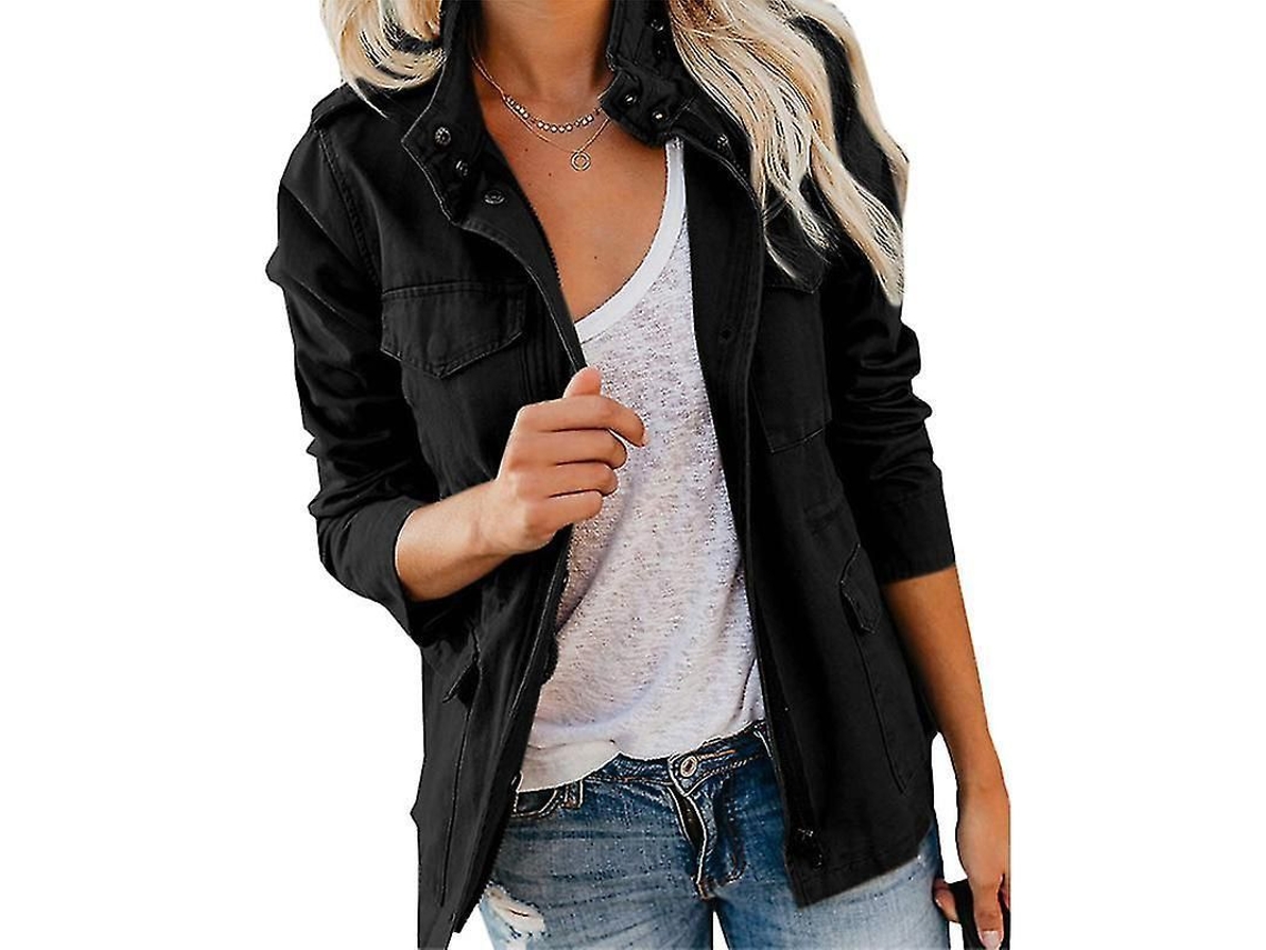 2026-chaqueta Militar De Mujer Con Botones Prensa Para Otoño Invierno Manga Larga Streetwear