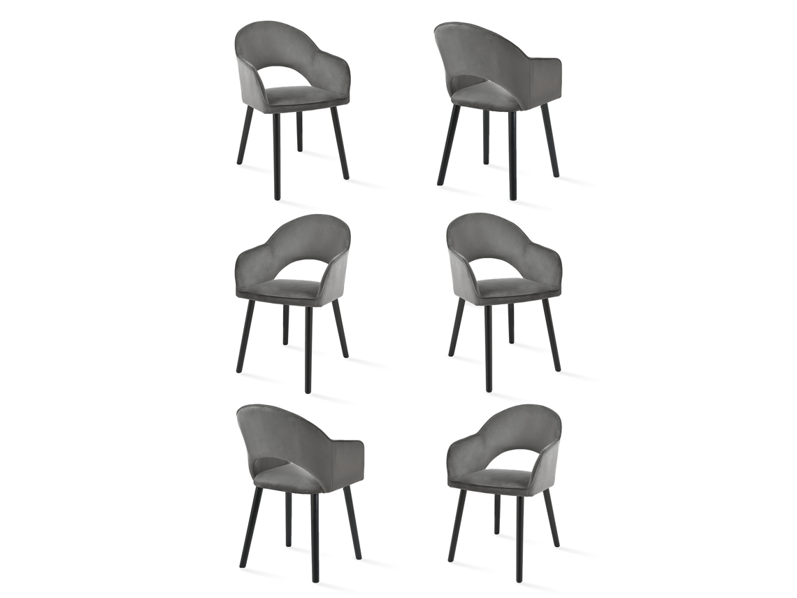 Sillas De Comedor Goeurvant 1316(pack De 6, Gris Oscuro, Terciopelo)