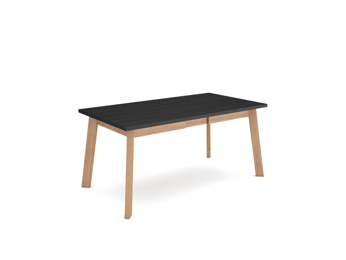 Mesa Comedor, 167xx90x75cm, Para 8 Comensales, Patas De Madera, Negro Y Roble
