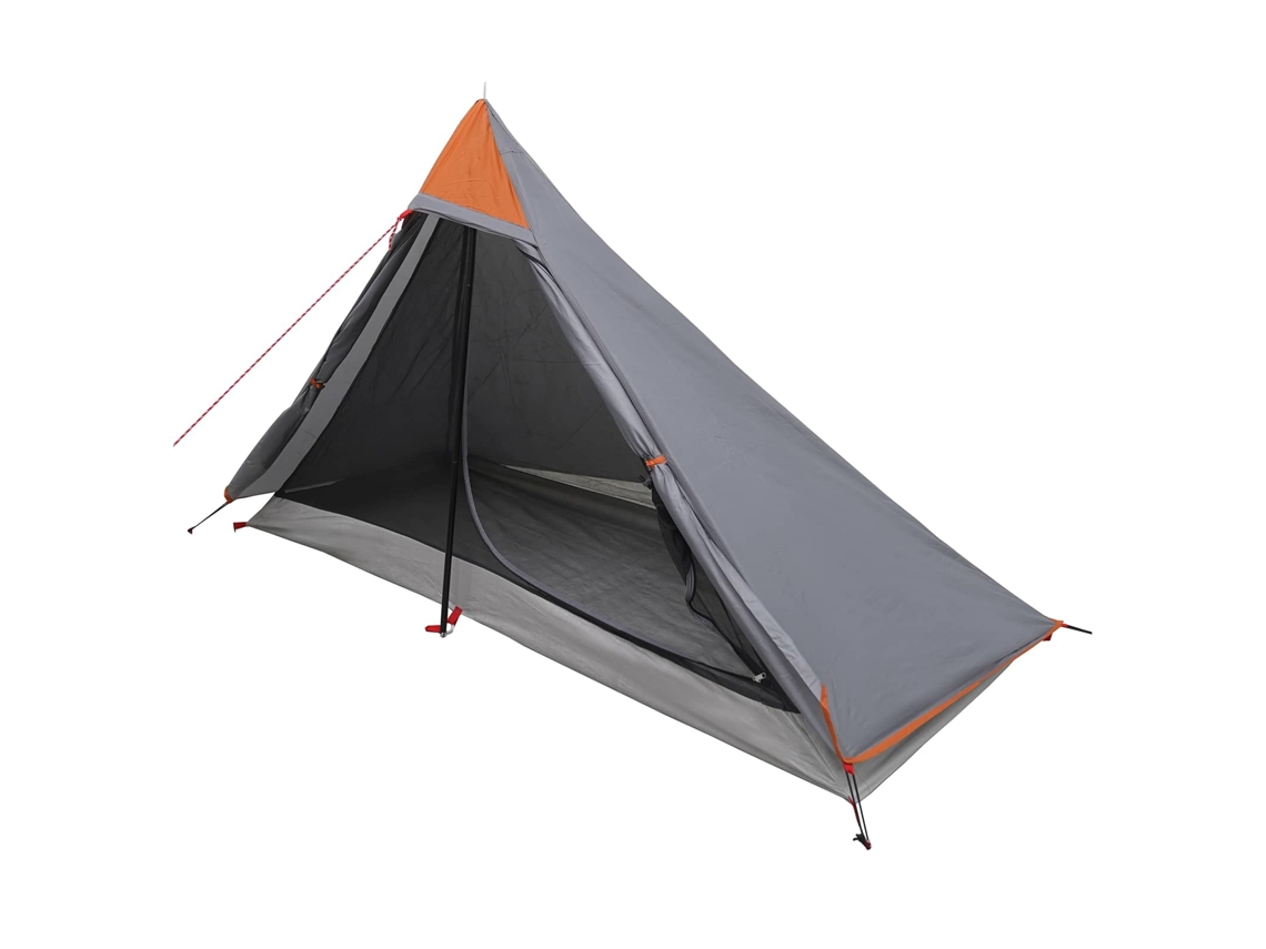Tienda de campaña Vidaxl para senderismo, gris y naranja, 222 x 85 x 125 cm