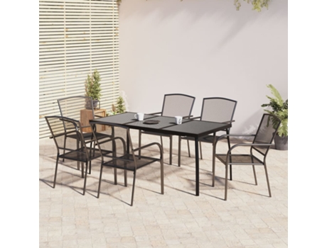 Conjunto 7 de comedor de jardín VIDAXL acero gris antracita