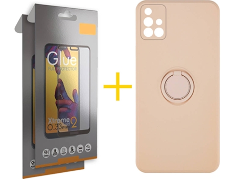 Carcasa + 2 Protectores de Pantalla para Samsung Galaxy A71 SKYHE Rosa Pastel
