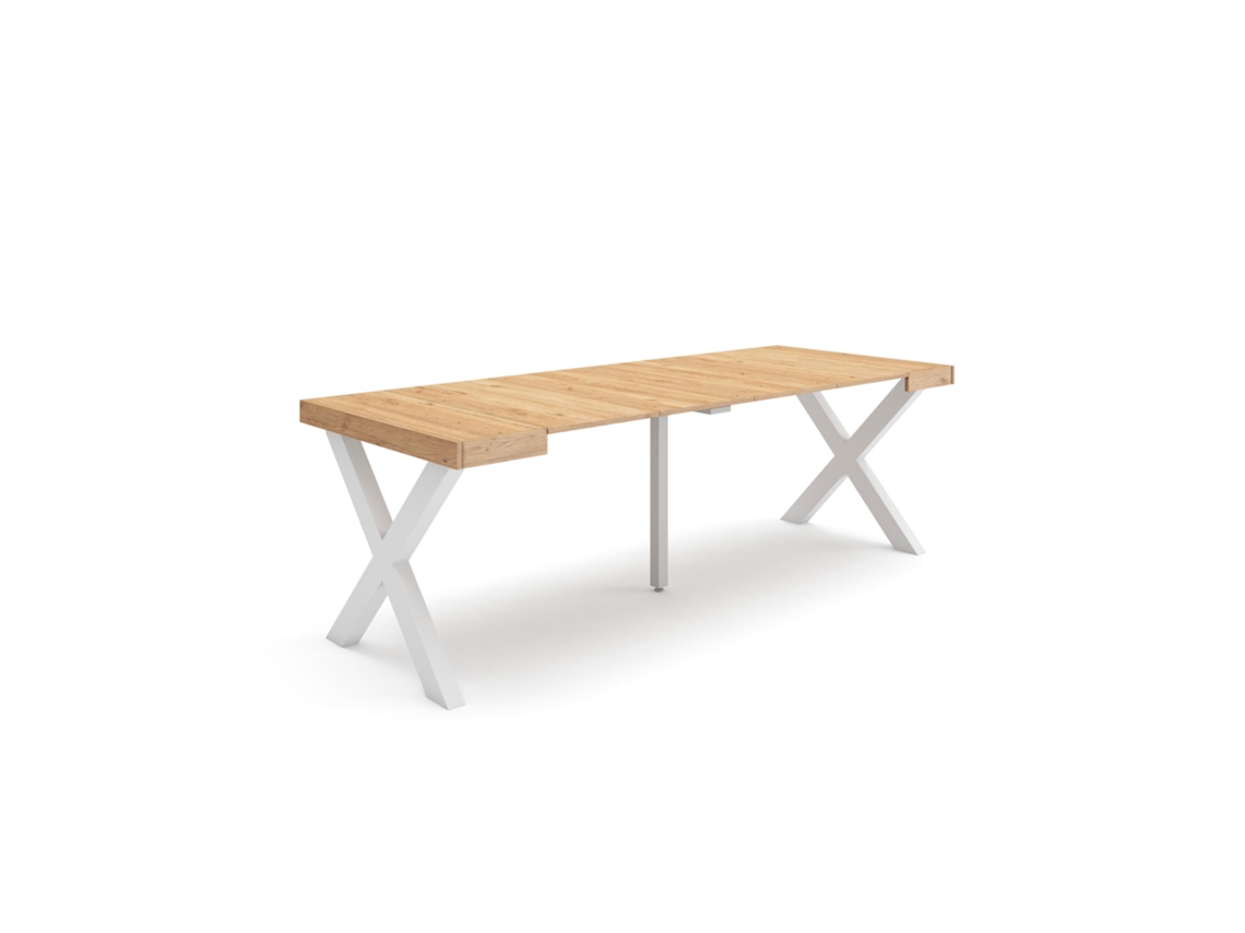 Mesa Consola extensible 220 Para 10 comensales Patas madera maciza Roble