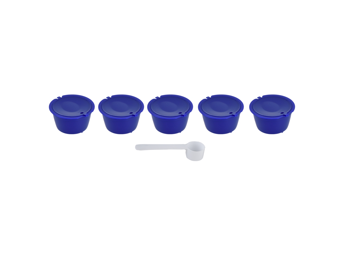 5 Cápsulas De Café Reutilizables De 50 Ml Con Cuchara Para Máquina Dolce Gusto - Azul Marino