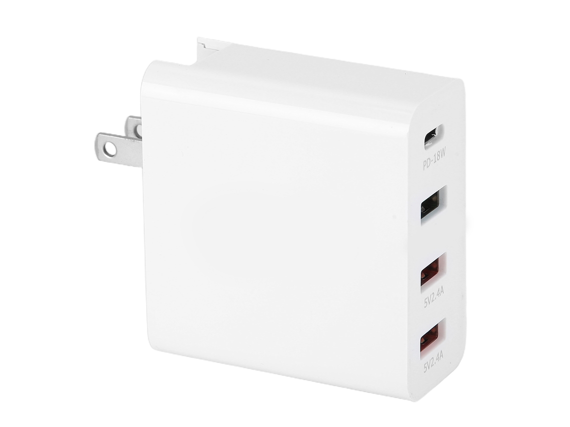 Carregador Inteligente De 4 Portas Com Fast Charging Usb Pd18w E Qc3.0, 48w, Compatível Com Celulares E Dispositivos