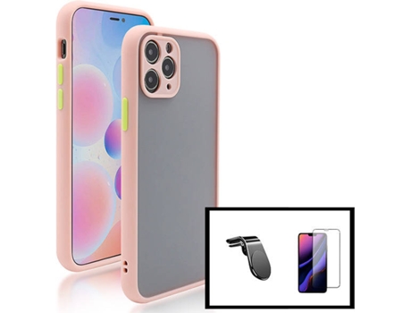 Kit Carcasa + Protector de Pantalla GorilasGlass + Soporte de Auto Magnético L iPhone SE 2022 G4M Rosa