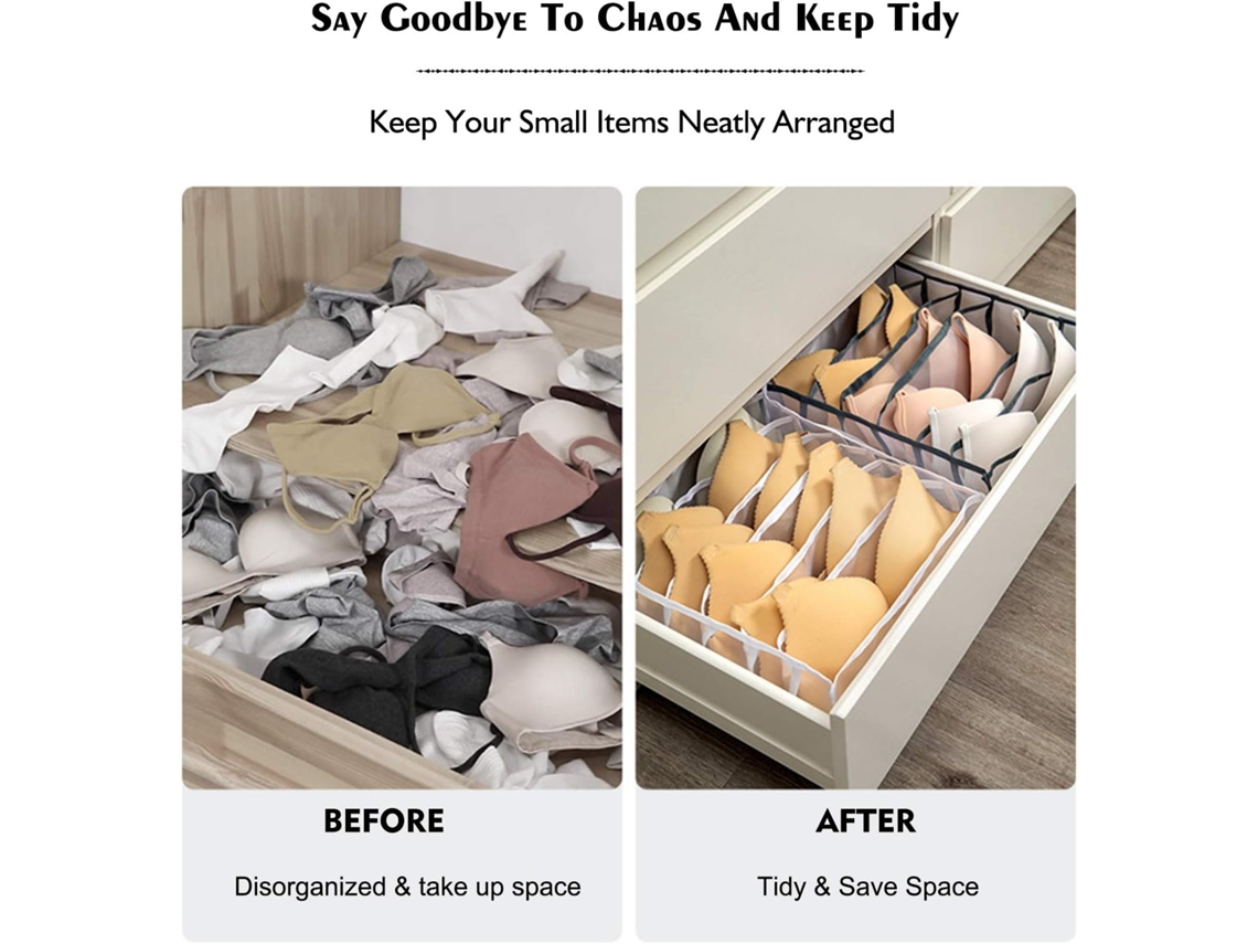 Caja organizadora de cajones para ropa interior 6 uds. caja de almacenamiento plegable cajon de gran capacidad caja de almacenamiento para guardar ropa interior calcetines sujetadores Worten.es