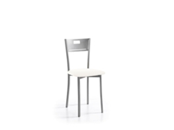 Cadeira de Cozinha Isabel em Alumínio 40x86x45cm Couro Sintético Branco FANMUEBLES