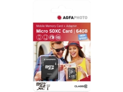 Tarjeta de Memoria AGFAPHOTO MicroSDXC 64GB HIGH SPEED C10 UHS-I