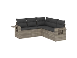 Maison Exclusive - Set De Sofás Jardín Y Cojines 5 Pzas Ratán Sintético Gris Claro